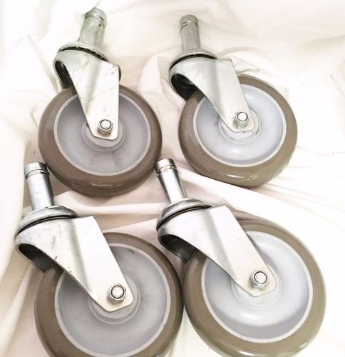 Nexel 5&#034; Polyurethane All Swivel Stem Caster Set of 4 Wheels Industrial 5&#034;