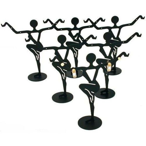 6 Black Metal Earring Dancer Jewelry Showcase Display Stands 4 5/8&#034;