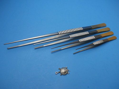 Turtle-Debakey Thoracic Tissue Forcep (Set of 4 Pcs, 6,8,9.5,12&#034;.)Gold Handle.OR