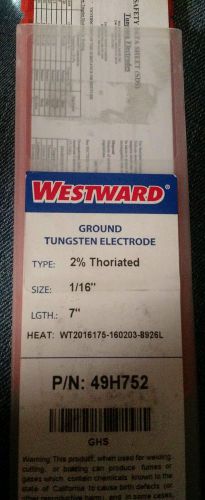 Westward Tungsten Electrode, 49H752 2% Thoriated, 1/16 x 7 In., PK10
