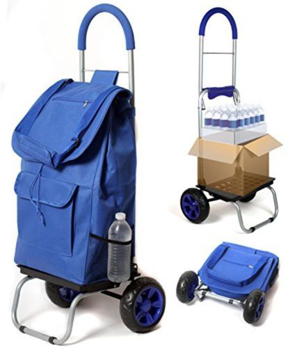 Trolley Dolly, Blue Shopping Grocery Foldable Cart