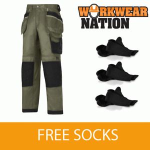 Snickers 3212 Craftsmen Holster Pocket Work Trousers, DuraTwill FREE SOCKS OLIVE