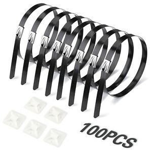 Stainless Steel Zip Ties, 100pcs 11.8 Inches Stainless Steel Exhaust Wrap Tie...