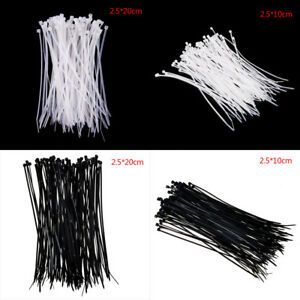 100pcs Fasten White Black Cable Wire Zip Ties Self Locking Nylon Cable Tie ILO