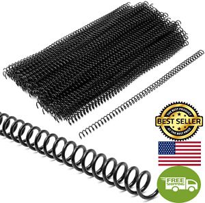 Black Spiral Binding Coils, Plastic Spines for 45 Sheets (12 In, 8Mm, 4:1 Pitch,