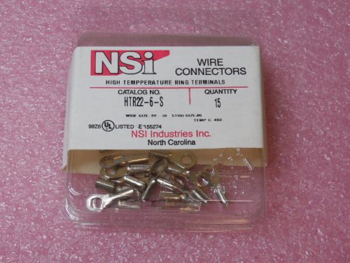 15 PCS NSI HTR22-6-S HIGH TEMP RING TERMINALS #6 22-18AWG