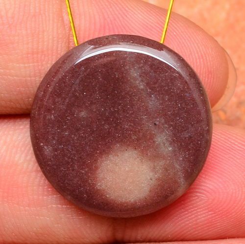 FABULOUS! ROUND NATURAL PURPLE AVENTURINE GEMSTONE BUTTON 21X21X8MM