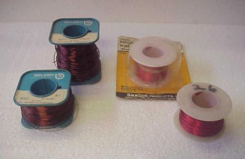 Lot of 4 assorted spools of magnet wire beldon, saxton for sale