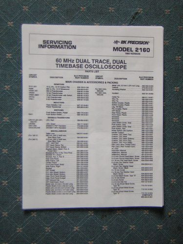 BK Precision 2160 Oscilloscope Service Manuel - Schematic &amp; Parts list