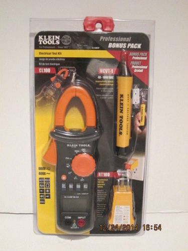 Klein-Tools CL100VP 3-Piece Clamp Meter,  Electrician test kit, FREE SHIP, NISP!