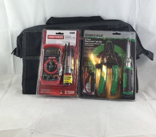 Craftsman Digital Multimeter AC Volt Detector ,3 Piece Tool Set &amp; 16&#034; Tool Bag