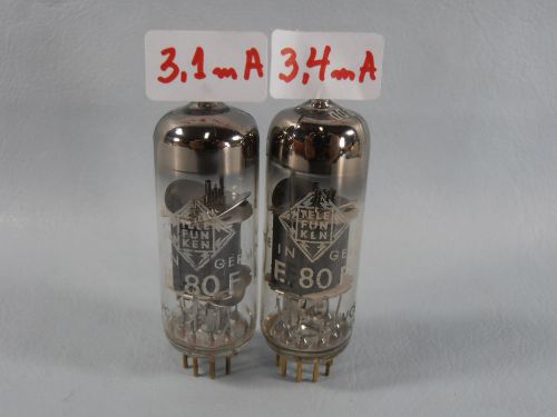 2 x telefunken e80f  audio vacuum pentode tube gold pin // strong test !! for sale