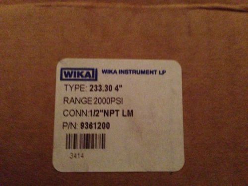 *NEW*Wika 233.30 4&#034; Pressure Gauge 2000 PSI, 9361200, 1/2&#034; NPT