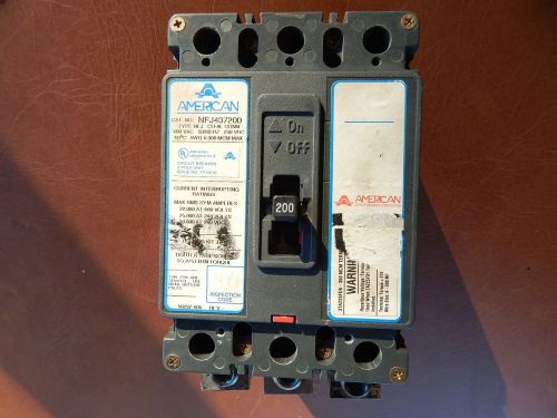 AMERICAN (FPE) NFJ 437200 CIRCUIT BREAKER 200 AMP 3 PHASE 600V