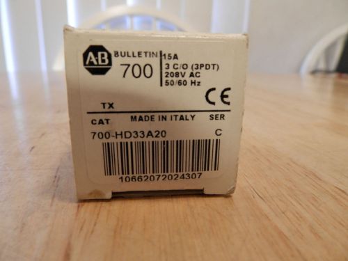 Allen Bradley AB Control Relay 208Volts AC 3 C/O (3PDT) 700-HD33A20