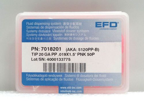 EFD FLUID DISPENSING SYSTEM PN: 7018201 TIP 20GA PP .019 x 1.5&#034; PNK  50PC ~NIB~