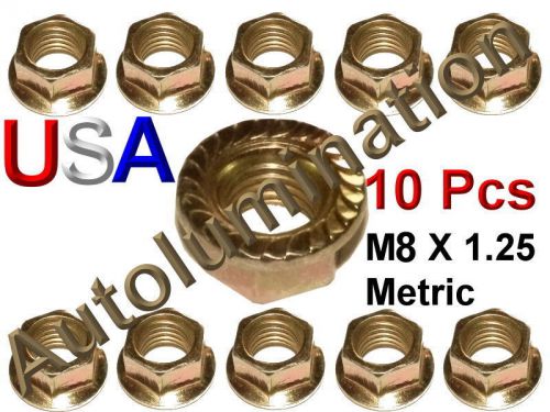 Zinc Plated Flange 8mm Serrated Hex Nuts M8 x 1.25 Metric Thread Car Body