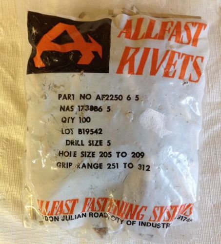 Allfast Rivets Nas 1738B6 5 Qty: 100 , Drill Size: 5