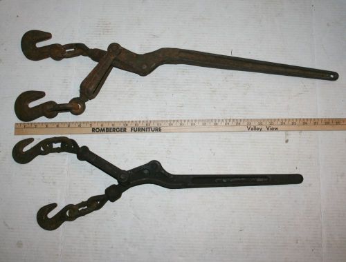 Pair of heavy lever type rigging chain load binders 2 sizes good used binders for sale