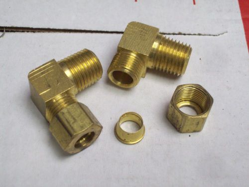 LOT OF 4 WEATHERHEAD 691X5X4 BRASS ELBOW 5/16 TUBE X 1/4&#034; MPT