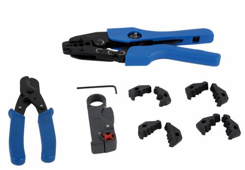 Coaxial cable ratchet crimper plier kit hexagonal dies &amp; cable &amp; wire cutter for sale