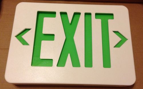 Self-Powered Green LED Exit Sign White Housing Single/Double Sided 120/277V