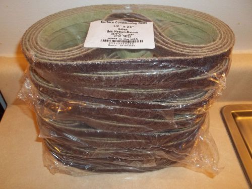 CGW 1/2&#034;x24&#034; NEW X-FLEX SURFACE CONDITIONING BELTS/GRIT:MEDIUM-MAROON/QTY:90