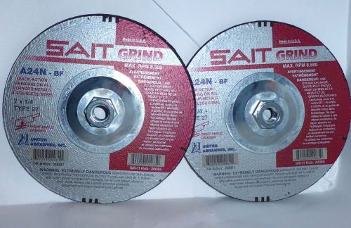 2 SAIT METAL GRIND CUTTING WHEEL DISK w HUB, 7&#034;x1/4&#034;x 5/8&#034;-11 20085/20081, NIB