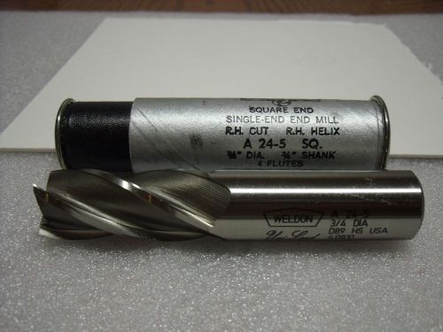 3/4&#034; x 3/4&#034; x 1-5/8” x 3-7/8&#034; 4 FL A24-5 SQ HSS Weldon Tool End Mill-W27