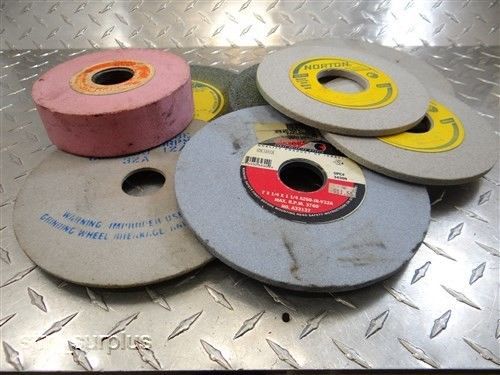 Lot of 8 grinding wheels 5-1/8&#034; to 7&#034; with 1-1/4&#034; to 1-3/4&#034; bore norton for sale