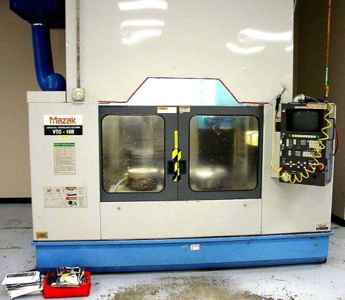 1996 mazak vtc-16b cnc vertical machining center, 16&#034; x 44&#034; travels, mazatrol for sale