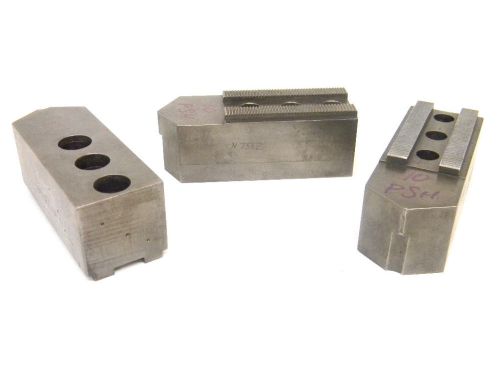 USED SET OF 3 HURON SOFT LATHE CHUCK JAWS 10PSH (STEEL) 1/16&#034;x90° SERRATIONS