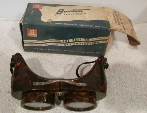 Vintage Bouton BAKELITE RED SWIRL SAFETY / WELDING GOGGLES *STEAM PUNK*