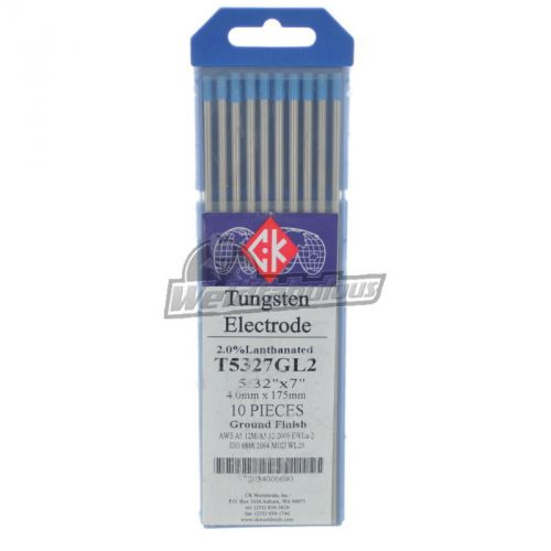 Ck t5327gl2 2% lanthanated tungsten electrode 5/32&#034;  x 7&#034; pkg = 10 for sale