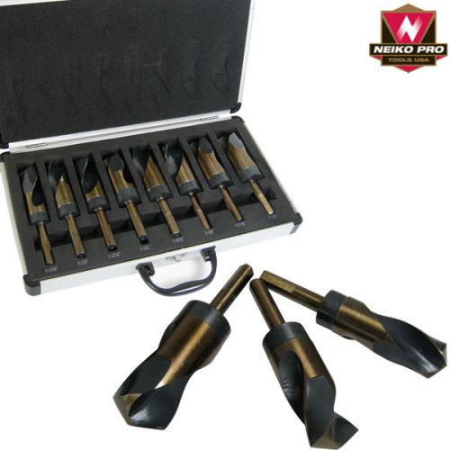 8 pc silver &amp; deming industrial bit large jumbo drill mechanics set black/gold f for sale