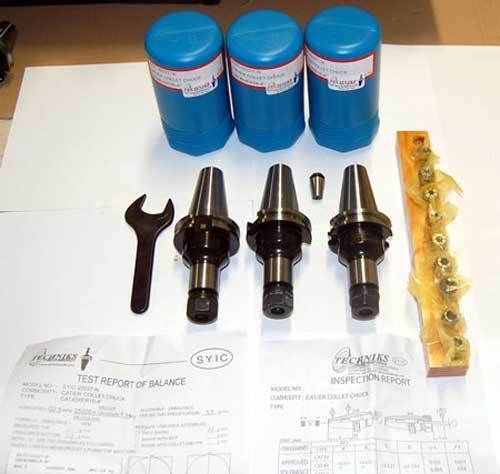 14 pc techniks cat40 er 16-4 25k cnc chucks kit-coolant for sale