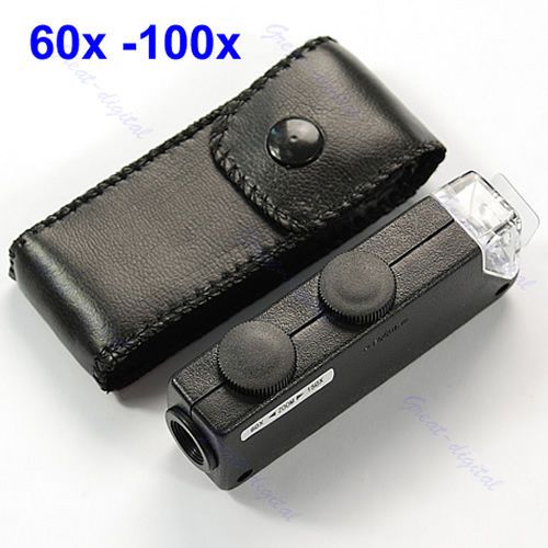 Mini portable led handheld 60x 100x pocket microscope magnifer loupe new for sale