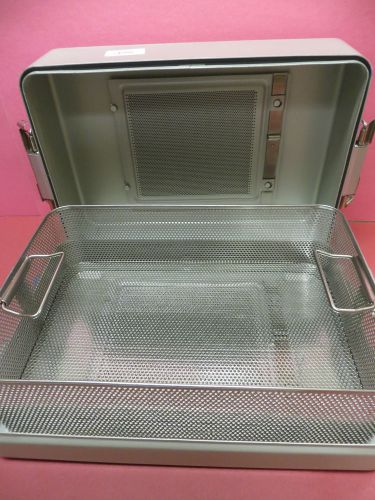 MEDIN ACT2 MEDIUM-SIZE DEEP STERILIZATION CASE WITH BASKET 17&#034; x 12&#034; x 6&#034;