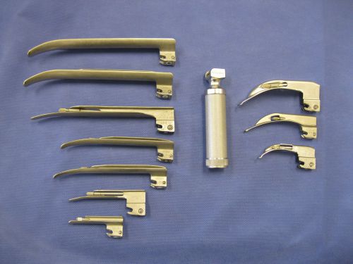 WELCH ALLYN ARYNGOSCOPE SET MILLER  0, 1, 2, 3, 4 MAC 1, 2, 3 &amp; HANDLE