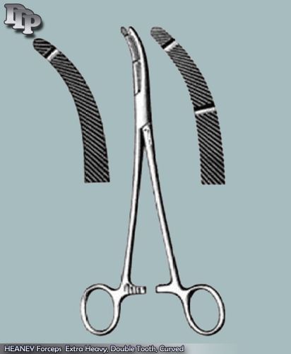 3 HEANEY Forceps Surgical OB/GYN Veterinary Instruments 8.25&#034; curved D/ Tooth