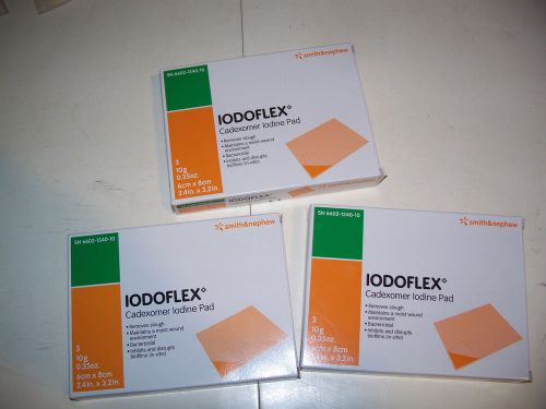 (3 boxes) Smith &amp; Nephew Iodoflex Cadexomer Iodine Gel Pad Dressing 6cm x 8cm