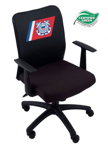 B6106-LC035 BOSS BUDGET MESH TASK CHAIR W/T-ARMS &amp; THE U.S COAST GUARD LOGO