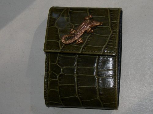 Karen callan sticky post it notes leather holder with gold alligator for sale