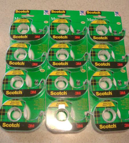 SCOTCH MAGIC TAPE 3M - 12 ROLLS - 3/4&#034; X 650&#034; (54yd) IN REFILLABLE DISPENSERS