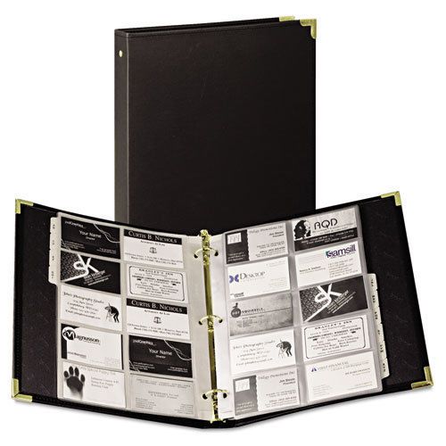 Vinyl business card binder holds 200 2 x 3 1/2 cards, ebony for sale