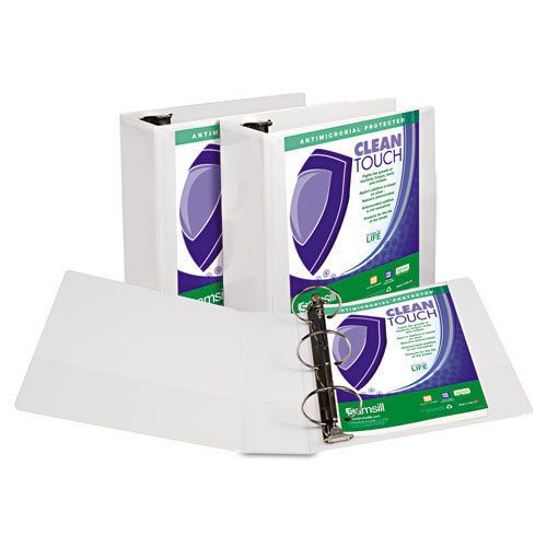 Clean Touch Locking Round Ring View Binder, 4&#034; Capacity, White