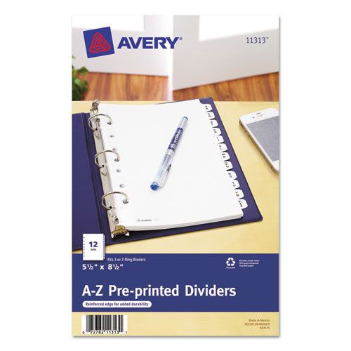 Small Preprinted Dividers, 5 1/2 x 8 1/2, White, A-Z