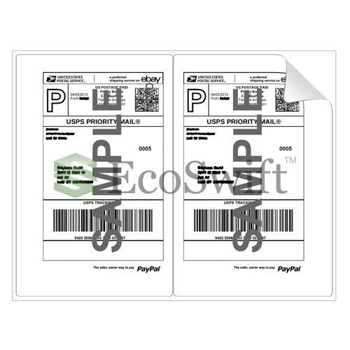 (50) 8.5 x 5.5 xl premium shipping half-sheet self-adhesive ebay paypal labels for sale