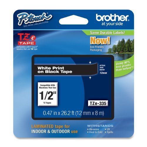 Brother Tape White on black 12MM (TZe335) EE490807 Mint Home Office
