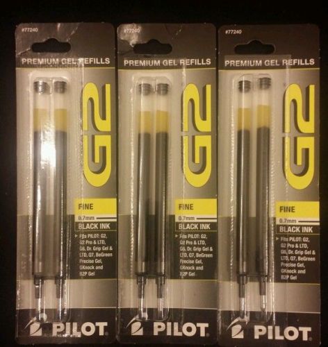 Pilot G2 Gel-Ink Refills, Fine Point BLACK 6 pack 0.7mm #77240